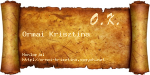 Ormai Krisztina névjegykártya